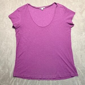 Standard James Perse Womens Purple Cotton Modal Scoop Neck Slub T-Shirt Size 4